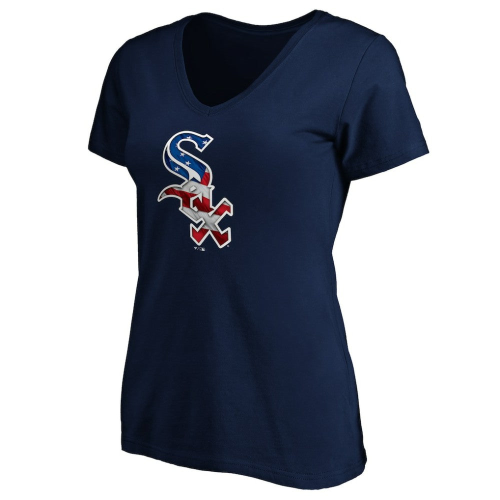 Chicago White Sox Logo Women's Banner Wave V-Neck T-Shirt for sale