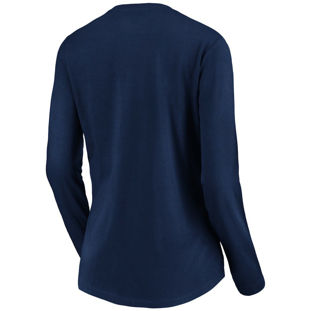 San Francisco 49ers Women's Banner Wave V-Neck Long Sleeve T-Shirt Navy - NFL