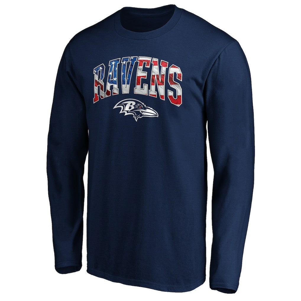 Baltimore Ravens Banner Wave Long Sleeve T-Shirt Navy - NFL
