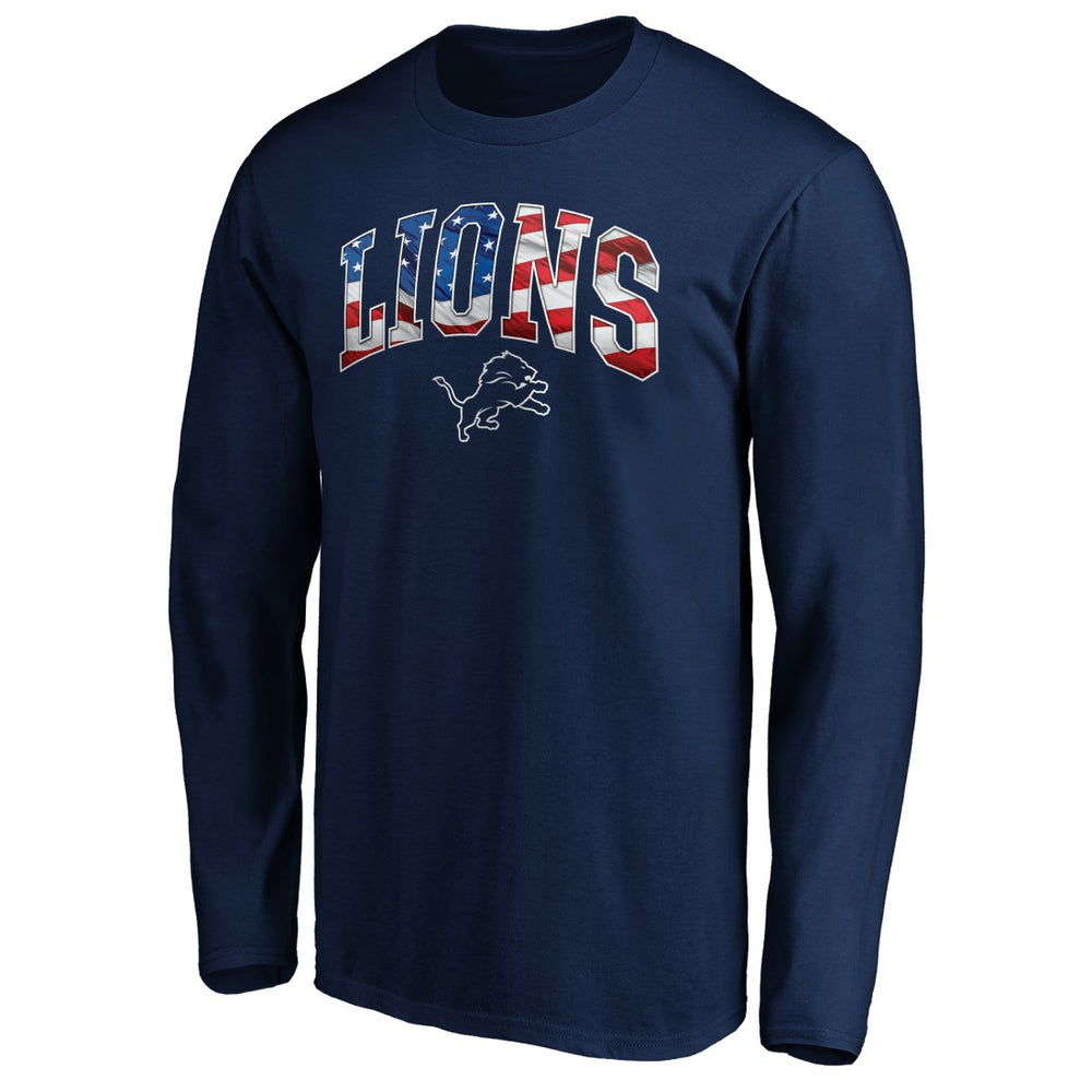 Detroit Lions Banner Wave Long Sleeve T-Shirt Navy - NFL