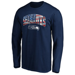 Seattle Seahawks Banner Wave Long Sleeve T-Shirt College Navy - NFL