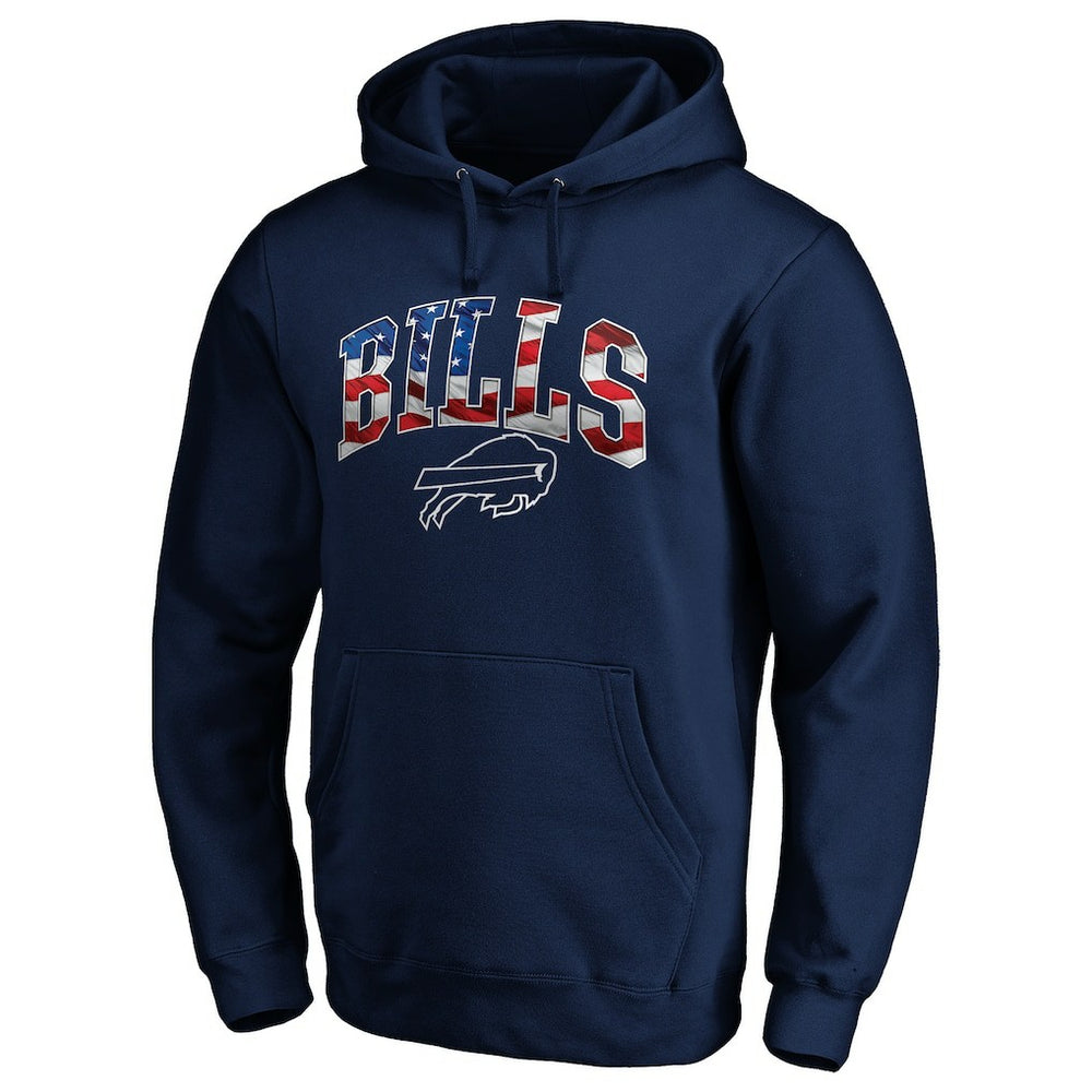 Buffalo Bills Banner Wave Fitted Pullover Hoodie Navy - NFL