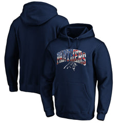 Carolina Panthers Banner Wave Fitted Pullover Hoodie Navy - NFL