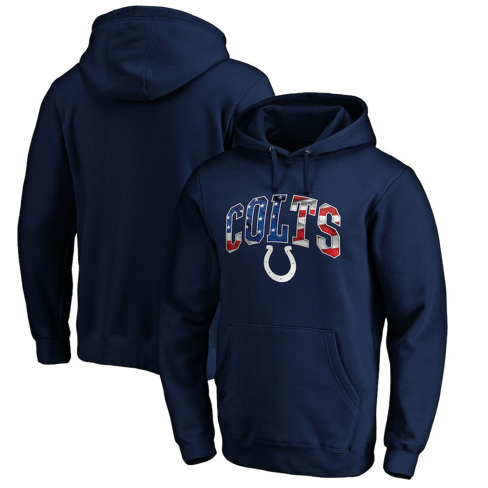 Indianapolis Colts Banner Wave Fitted Pullover Hoodie Navy - NFL