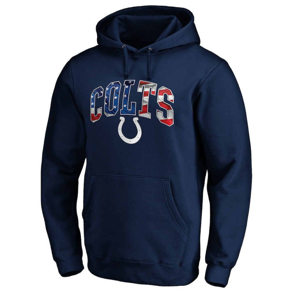 Indianapolis Colts Banner Wave Fitted Pullover Hoodie Navy - NFL