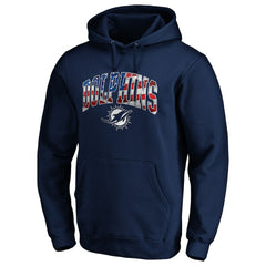 Miami Dolphins Banner Wave Fitted Pullover Hoodie Navy - NFL