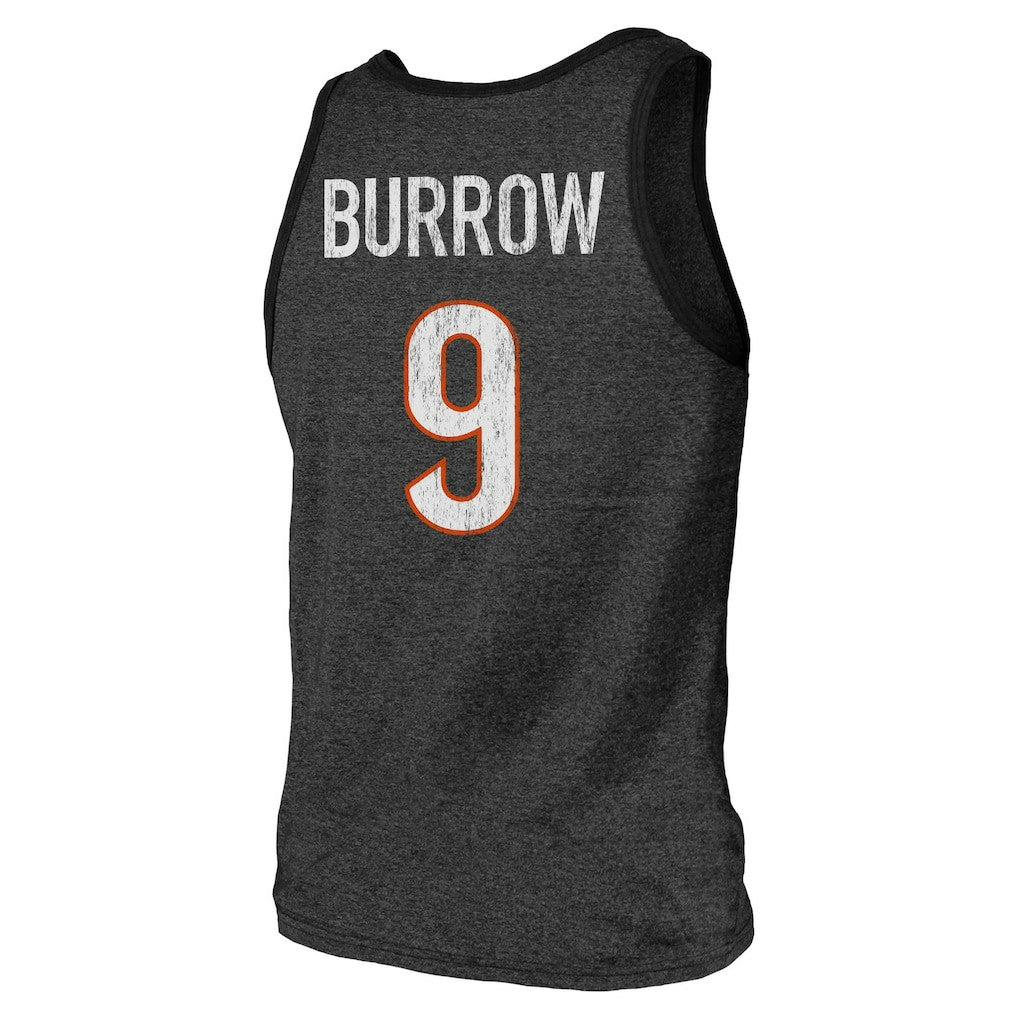 Joe Burrow Cincinnati Bengals Majestic Threads Name & Number Tri-Blend Tank Top Black - NFL