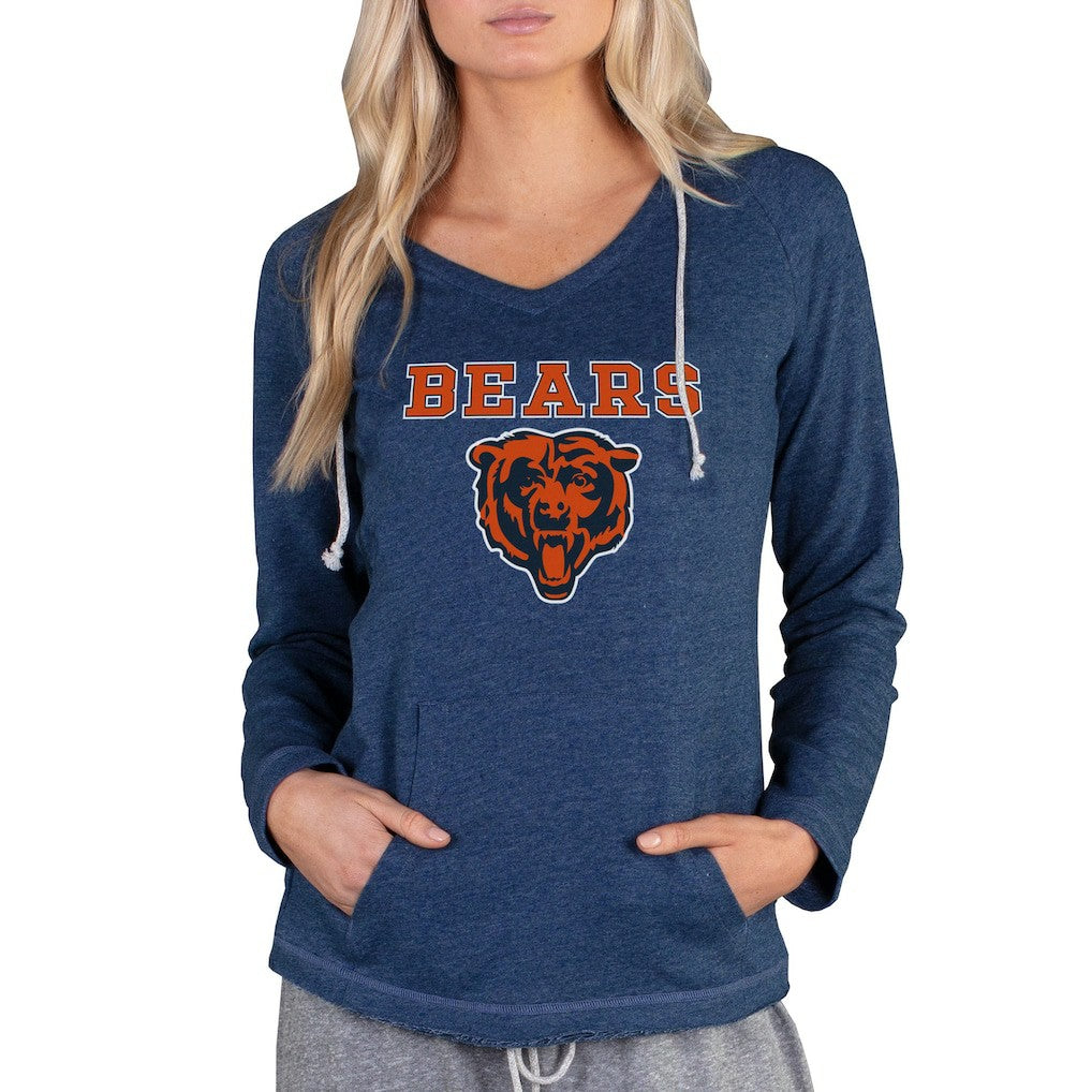 Chicago Bears Concepts Sport Women's Mainstream Tri-Blend Raglan Hoodie V-Neck Top Navy - NFL