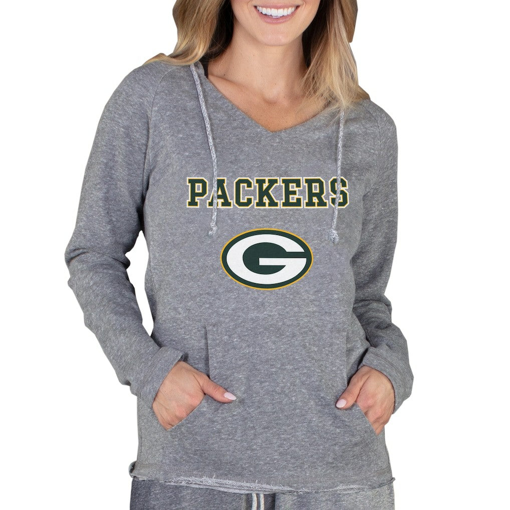 Green Bay Packers Concepts Sport Women's Mainstream Tri-Blend Raglan Hoodie V-Neck Top Gray - NFL
