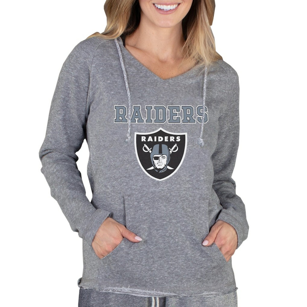 Las Vegas Raiders Concepts Sport Women's Mainstream Tri-Blend Raglan Hoodie V-Neck Top Gray - NFL