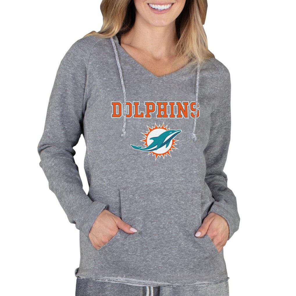 Miami Dolphins Concepts Sport Women's Mainstream Tri-Blend Raglan Hoodie V-Neck Top Gray - NFL