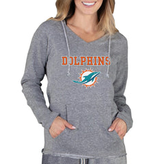 Miami Dolphins Concepts Sport Women's Mainstream Tri-Blend Raglan Hoodie V-Neck Top Gray - NFL
