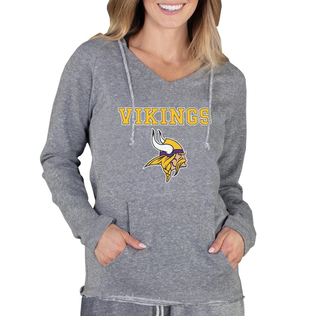 Minnesota Vikings Concepts Sport Women's Mainstream Tri-Blend Raglan Hoodie V-Neck Top Gray - NFL