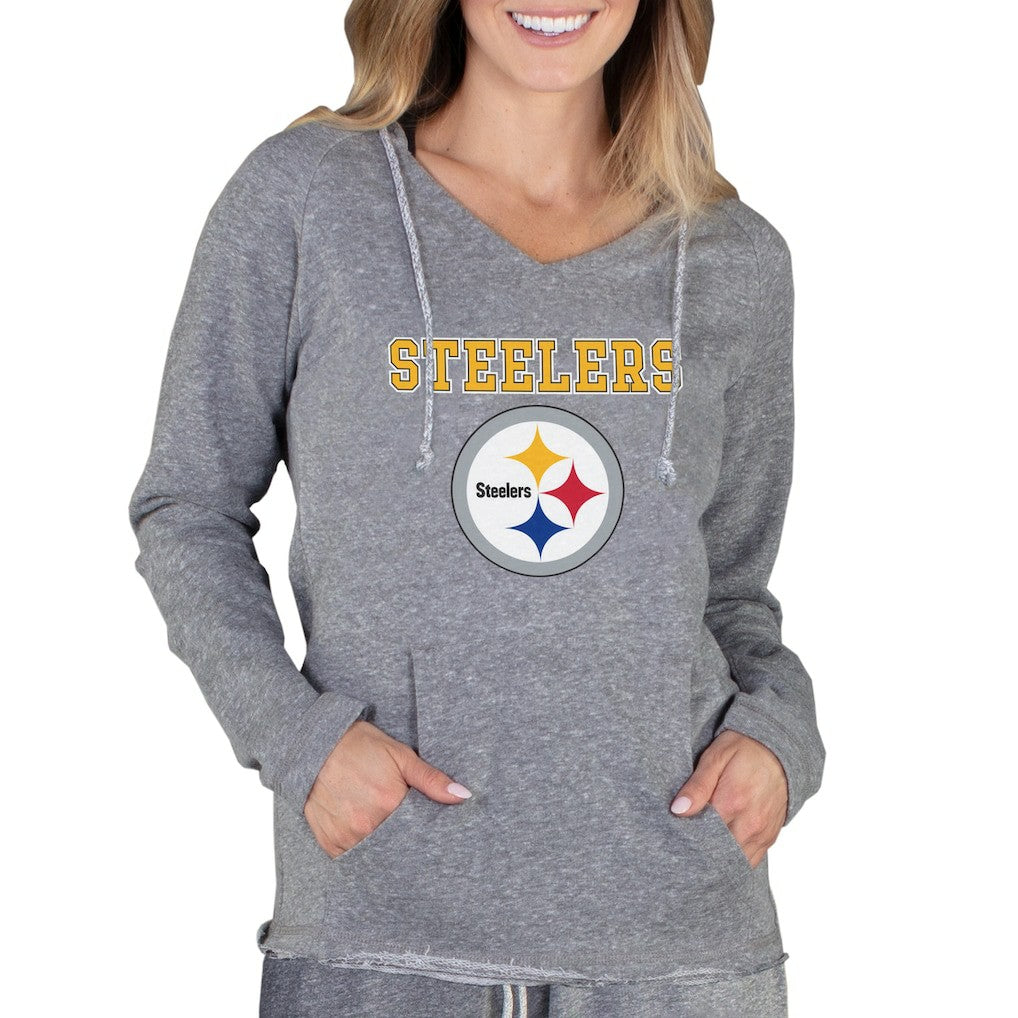 Pittsburgh Steelers Concepts Sport Women's Mainstream Tri-Blend Raglan Hoodie V-Neck Top Gray - NFL