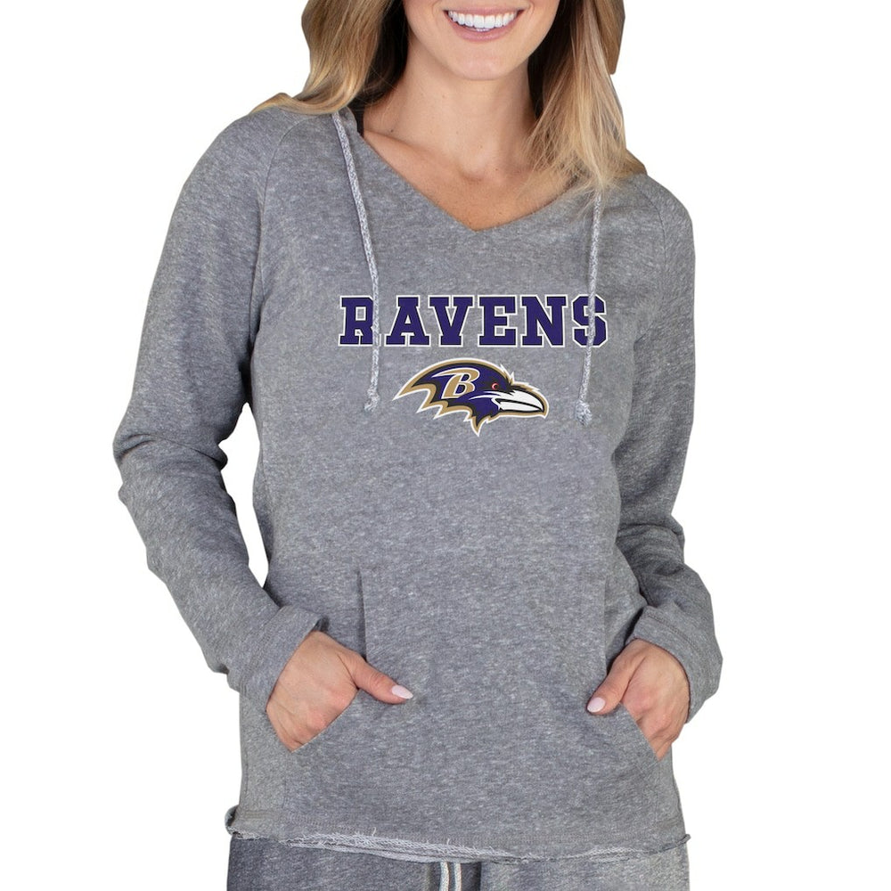Baltimore Ravens Concepts Sport Women's Mainstream Tri-Blend Raglan Hoodie V-Neck Top Gray - NFL