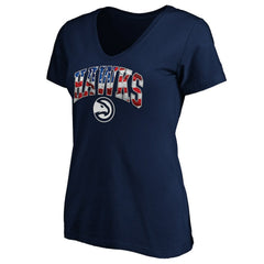 NBA - Atlanta Hawks Women's Banner Wave V-Neck T-Shirt - Navy