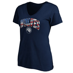 NBA - Minnesota Timberwolves Women's Banner Wave V-Neck T-Shirt - Navy
