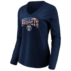NBA - Denver Nuggets Women's Banner Wave V-Neck Long Sleeve T-Shirt - Navy