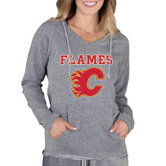 Calgary Flames - Concepts Sport Women's Mainstream Terry Tri-Blend Long Sleeve Hooded Top Gray