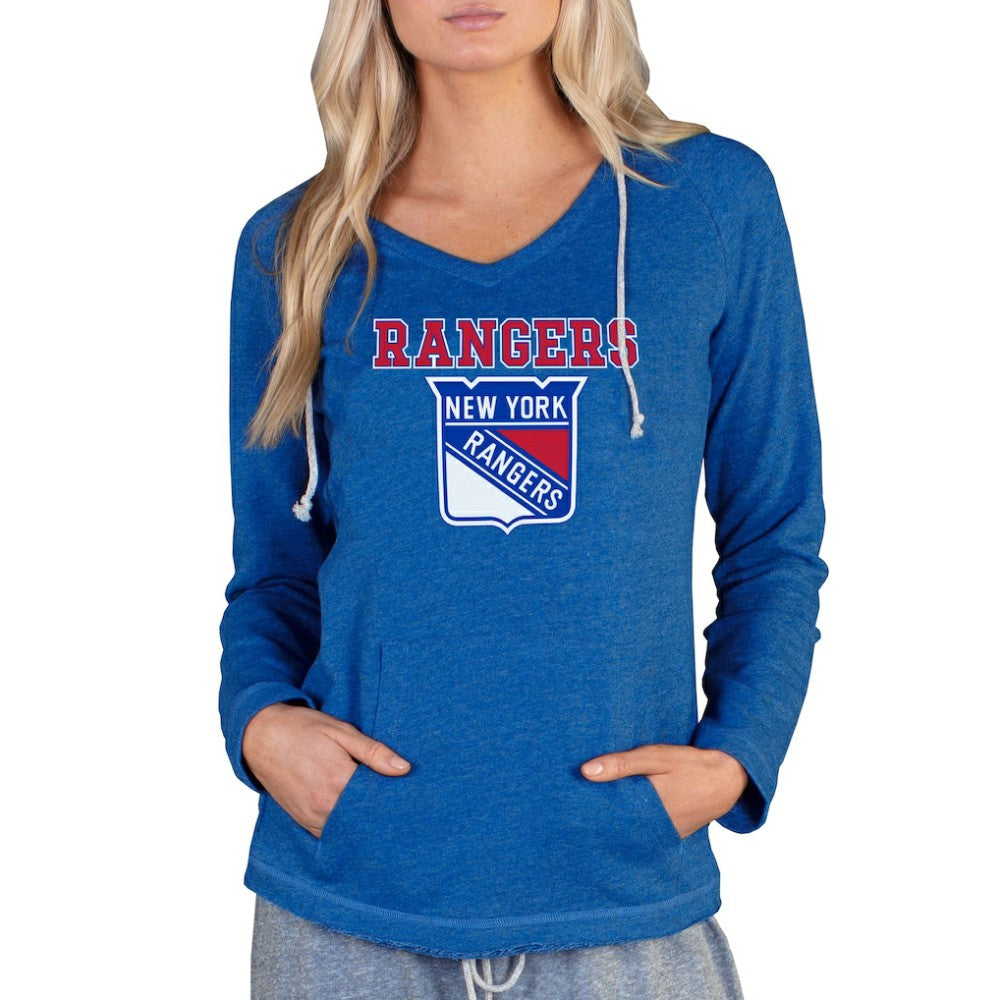 New York Rangers Concepts Sport Women's Mainstream Terry Tri-Blend Long Sleeve Hooded Top Royal