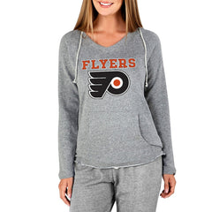 Philadelphia Flyers - Concepts Sport Women's Mainstream Terry Tri-Blend Long Sleeve Hooded Top Gray