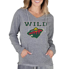 Minnesota Wild - Concepts Sport Women's Mainstream Terry Tri-Blend Long Sleeve Hooded Top Gray
