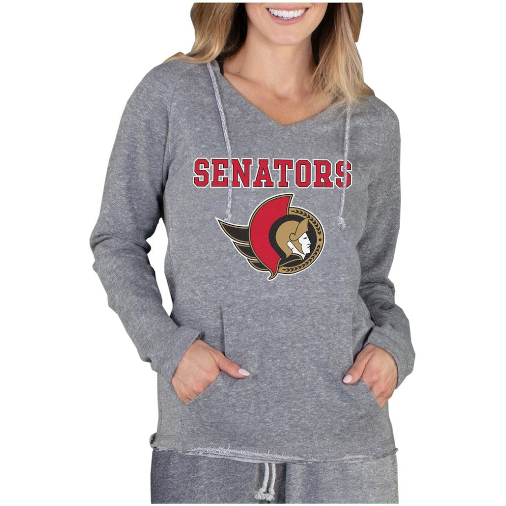 Ottawa Senators - Concepts Sport Women's Mainstream Terry Long Sleeve Hooded Top Gray