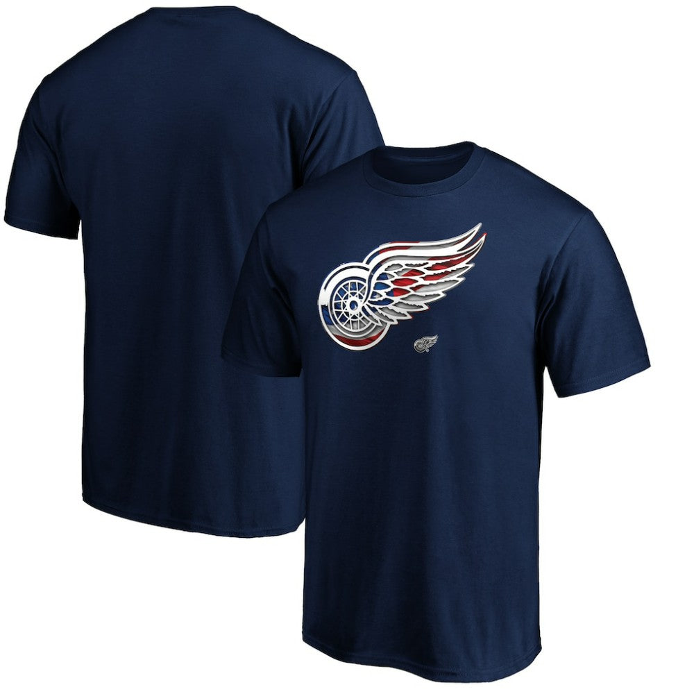 Detroit Red Wings - Banner Wave Logo T-Shirt Navy