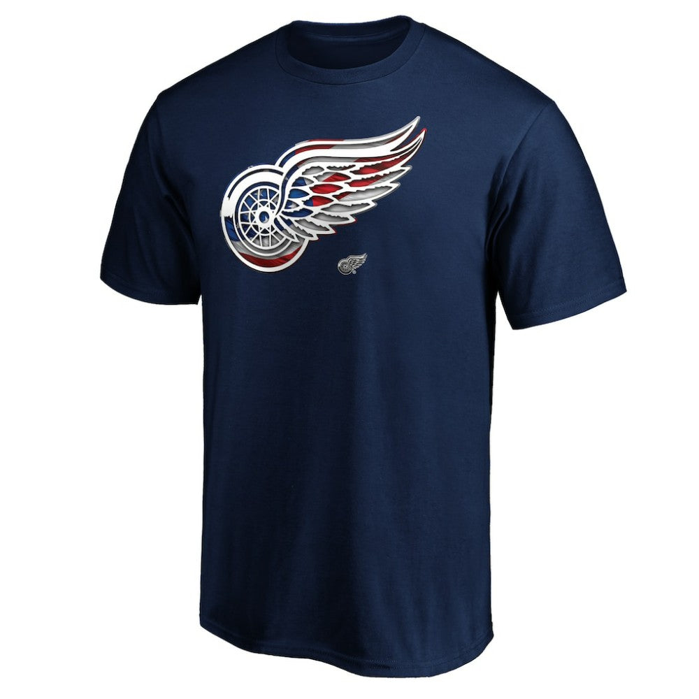 Detroit Red Wings - Banner Wave Logo T-Shirt Navy