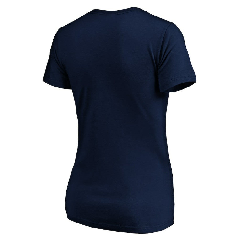 New Jersey Devils - Women's Banner Wave Logo V-Neck T-Shirt T-Shirt Navy
