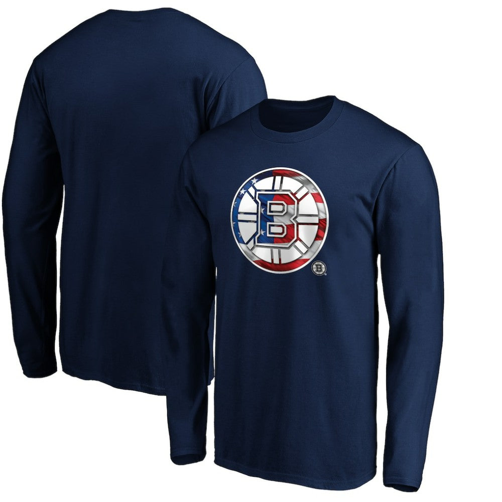 Boston Bruins Banner Wave Logo Long Sleeve T-Shirt Navy