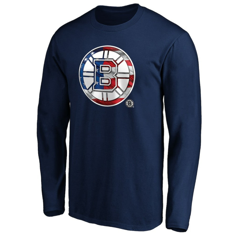 Boston Bruins Banner Wave Logo Long Sleeve T-Shirt Navy