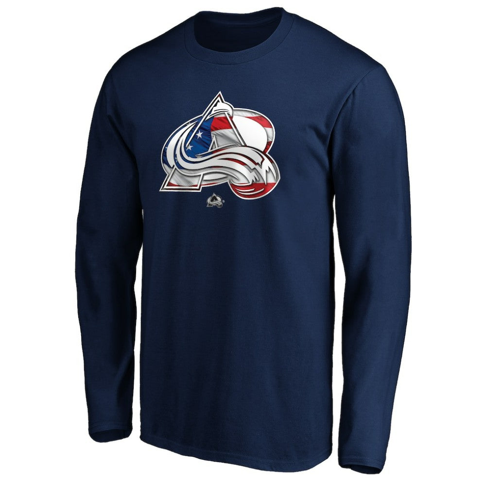 Colorado Avalanche - Banner Wave Logo Long Sleeve T-Shirt Navy