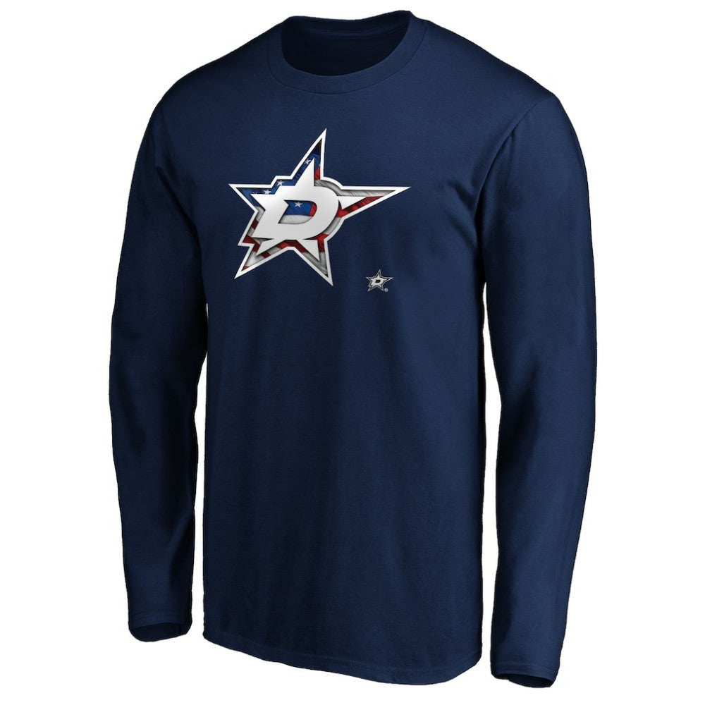 Dallas Stars - Banner Wave Logo Long Sleeve T-Shirt Navy