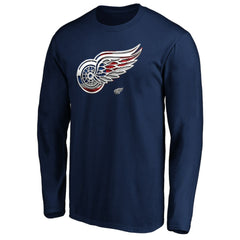 Detroit Red Wings - Banner Wave Logo Long Sleeve T-Shirt Navy