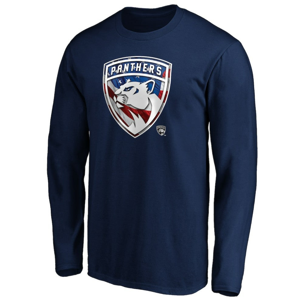 Florida Panthers - Banner Wave Logo Long Sleeve T-Shirt Navy