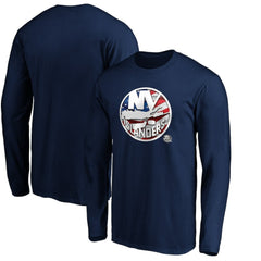 New York Islanders - Banner Wave Logo Long Sleeve T-Shirt Navy
