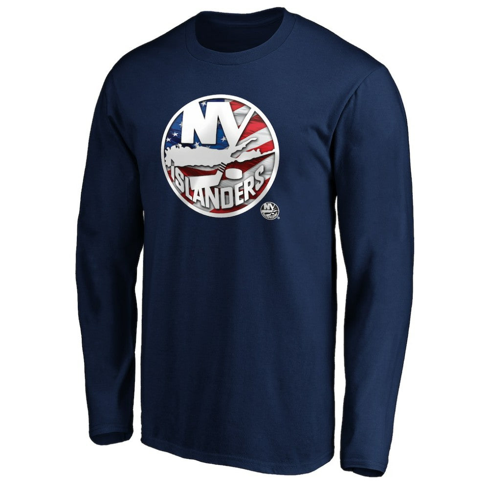 New York Islanders - Banner Wave Logo Long Sleeve T-Shirt Navy