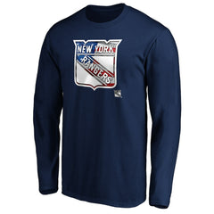 New York Rangers Banner Wave Logo Long Sleeve T-Shirt Navy