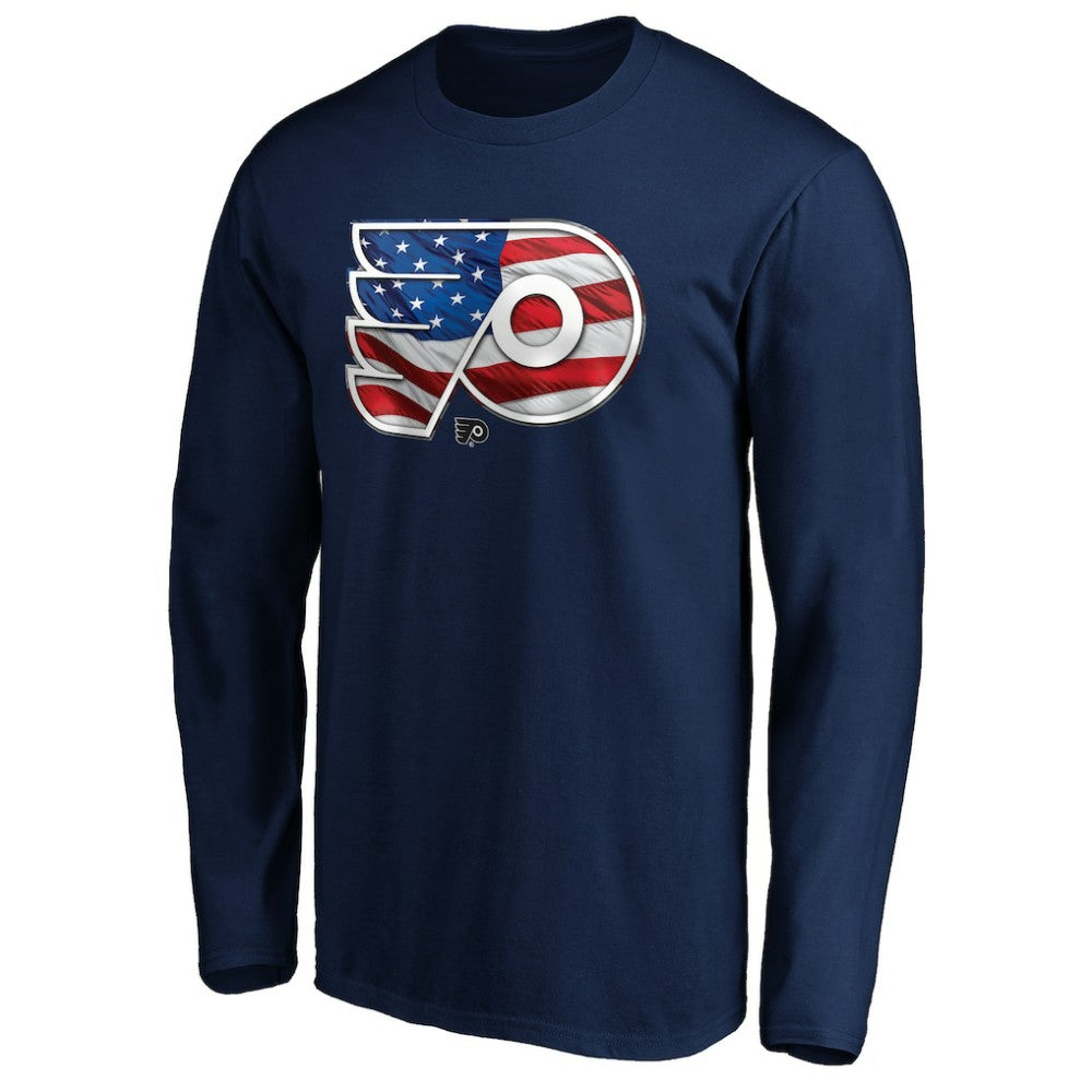 Philadelphia Flyers - Banner Wave Logo Long Sleeve T-Shirt Navy