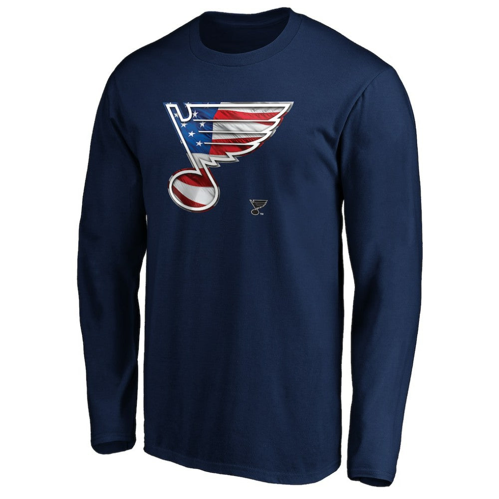 St. Louis Blues - Banner Wave Logo Long Sleeve T-Shirt Navy