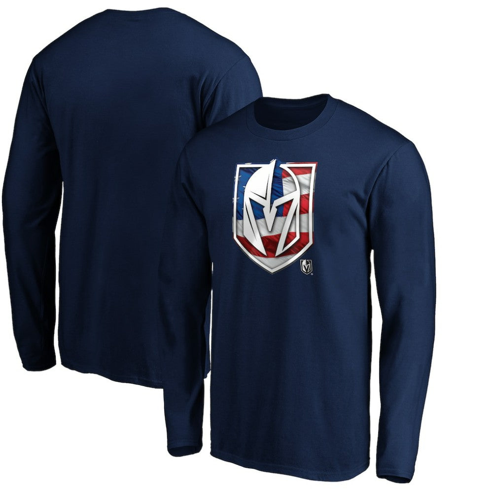 Vegas Golden Knights Banner Wave Logo Long Sleeve T-Shirt Navy