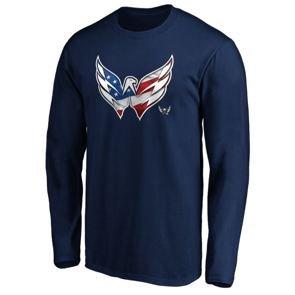 Washington Capitals Banner Wave Logo Long Sleeve T-Shirt Navy