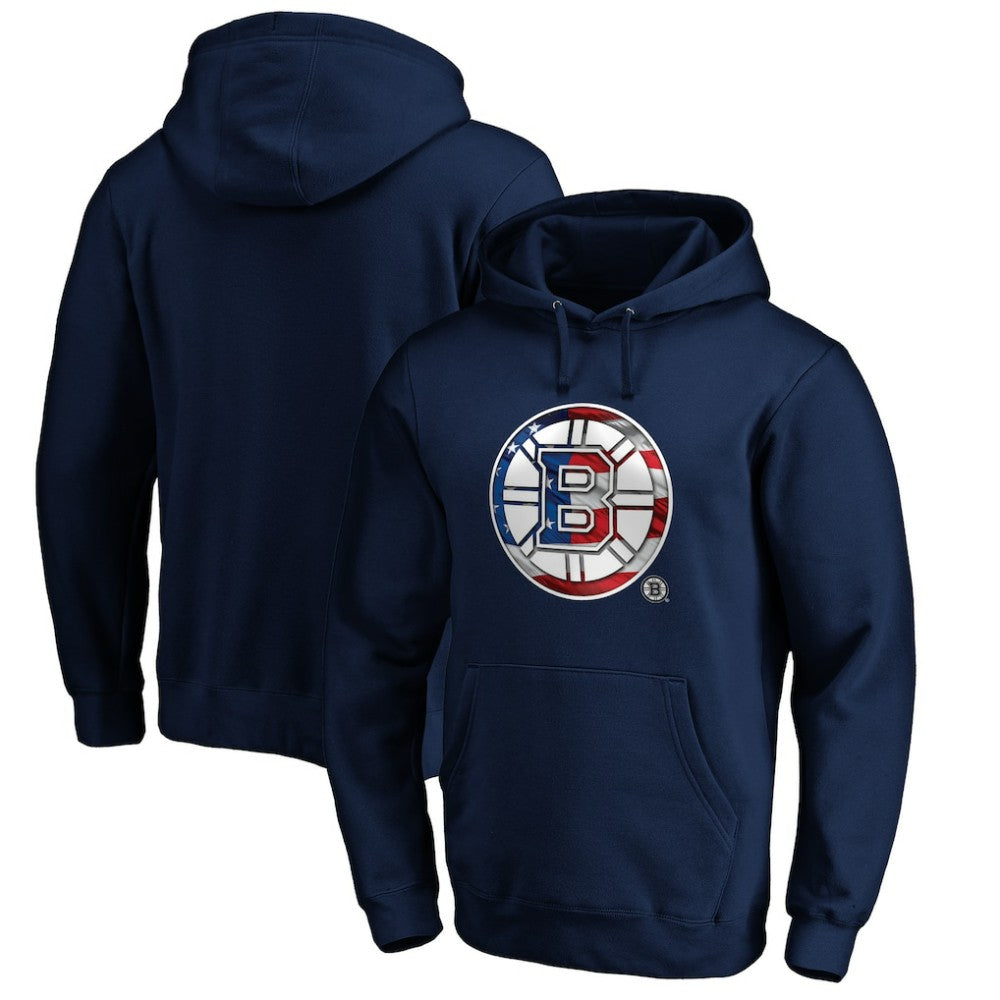 Boston Bruins Banner Wave Logo Pullover Hoodie Navy