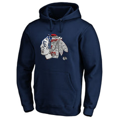 Chicago Blackhawks Banner Wave Logo Pullover Hoodie Navy