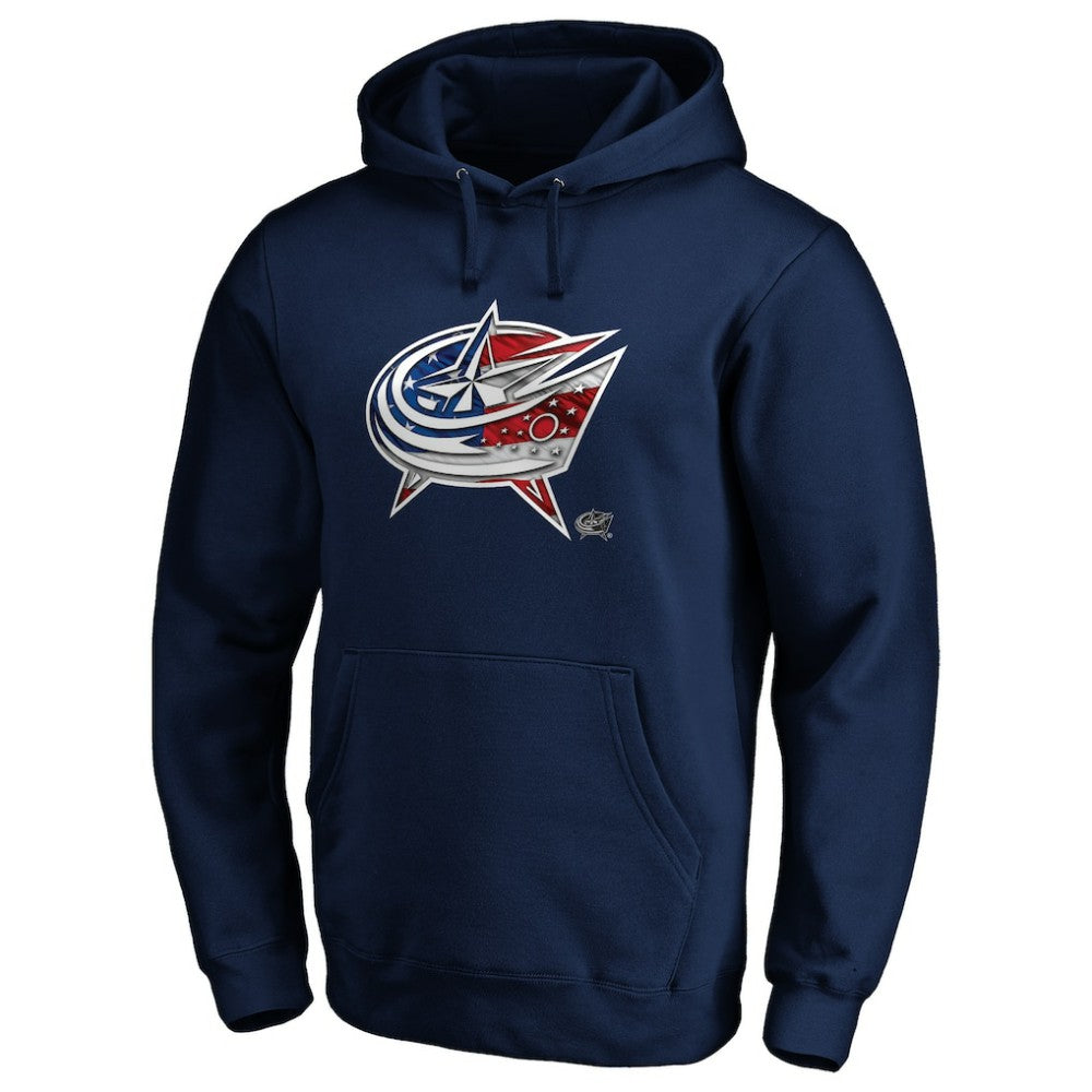 Columbus Blue Jackets - Banner Wave Logo Pullover Hoodie Navy