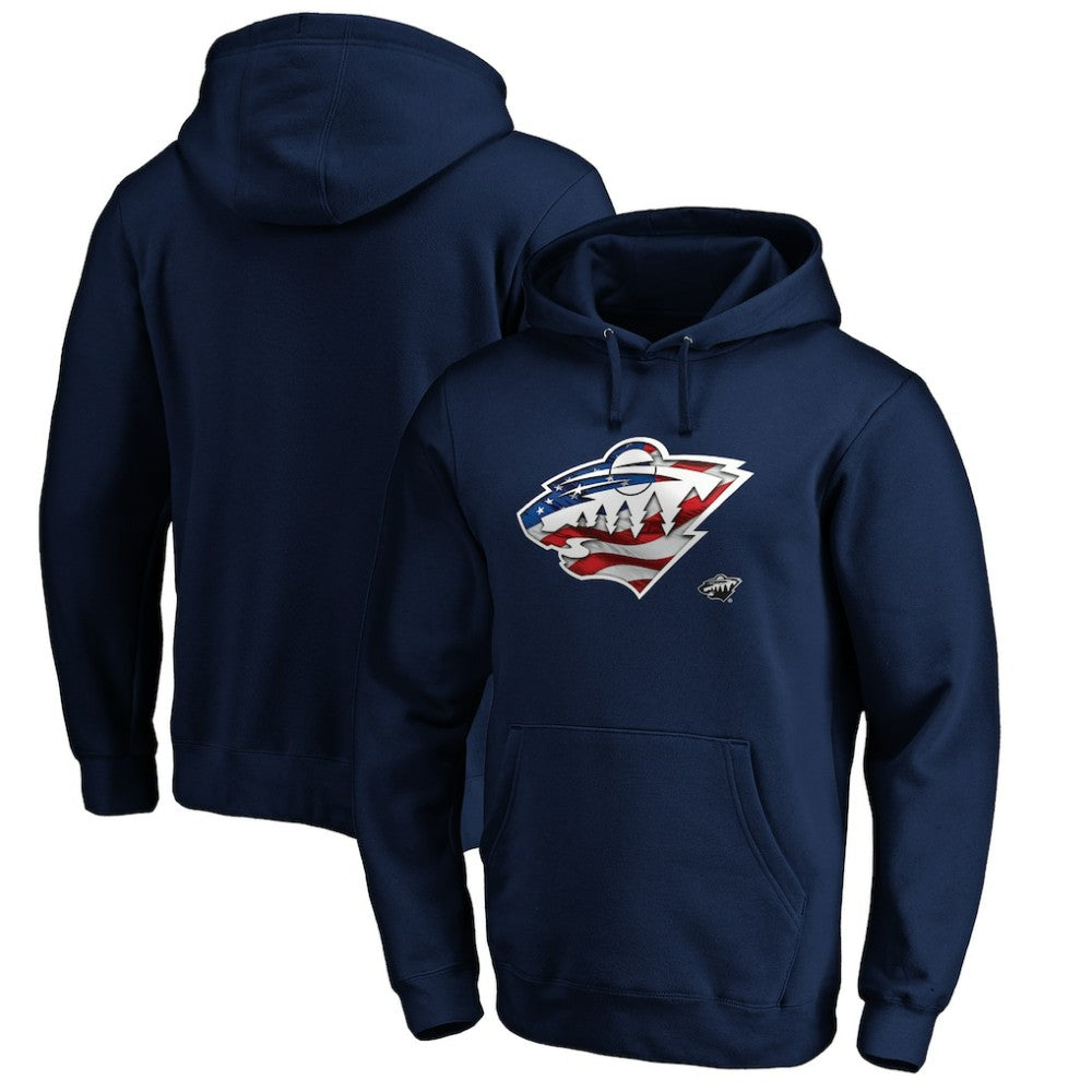 Minnesota Wild - Banner Wave Logo Pullover Hoodie Navy