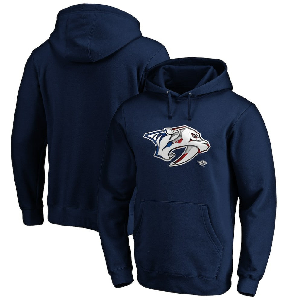 Nashville Predators - Banner Wave Logo Pullover Hoodie Navy