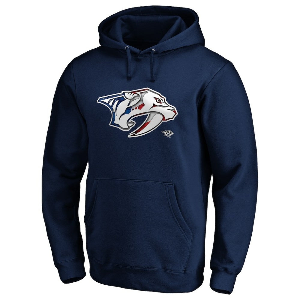 Nashville Predators - Banner Wave Logo Pullover Hoodie Navy