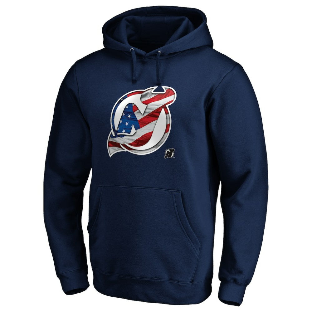 New Jersey Devils - Banner Wave Logo Pullover Hoodie Navy
